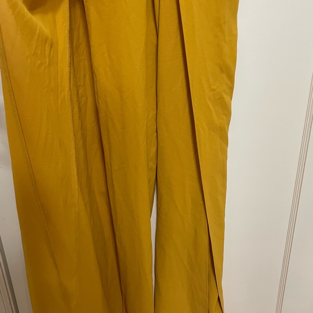 Twist-Front Mustard Yellow Jumpsuit with Spaghetti Straps - Picture 5 of 7